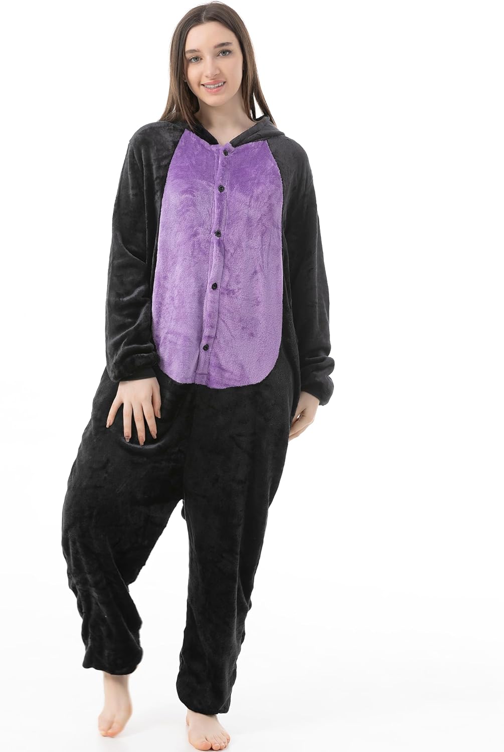 Katara 1744 -Katze schwarz Kostüm-Anzug Onesie/Jumpsuit Einteiler Body für Erwachsene Damen Herren a