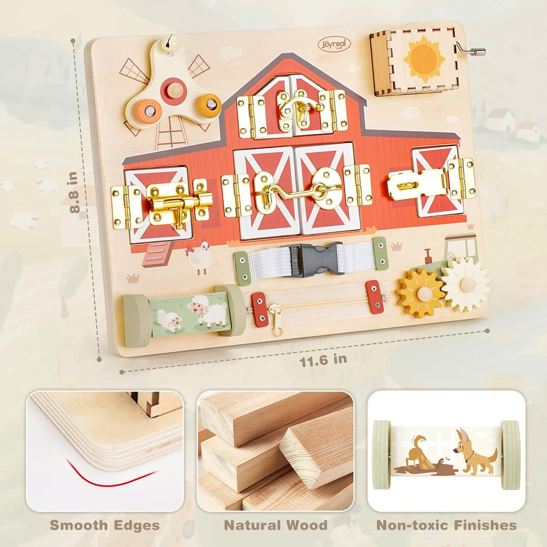 Joyreal Montessori Busy Board - Bauernhof Thema Motorikbrett Activity Board Motorikboard Montessori
