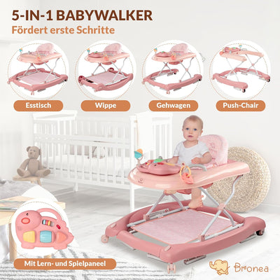 BRONEA® 5-in-1 Babywalker Gehfrei | Lauflernhilfe mit Schaukelfunktion, Musik & Licht | Laufhilfe fü