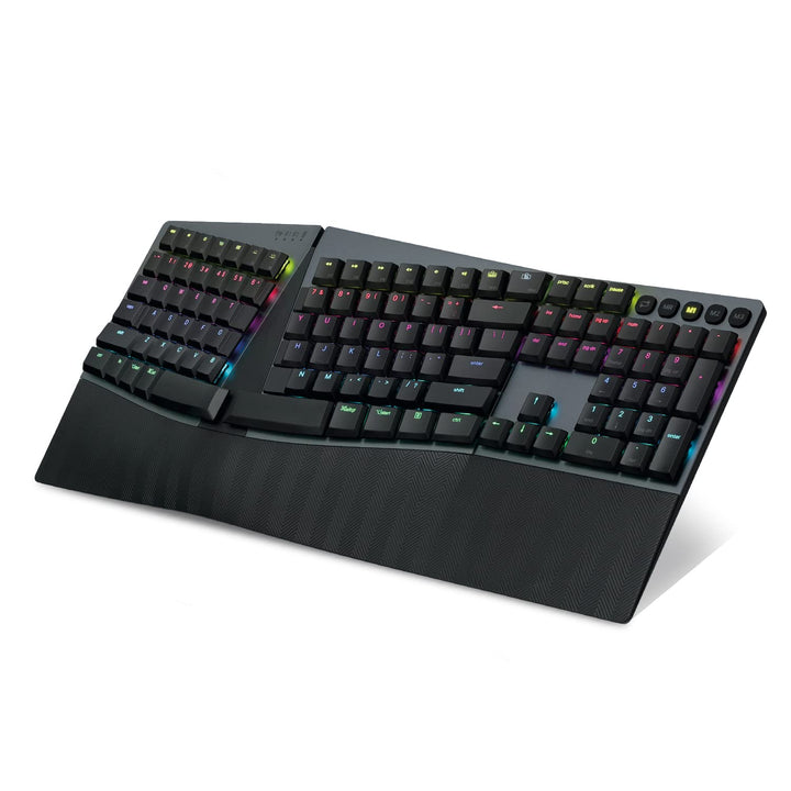 Perixx PERIBOARD-835BL Kabellose ergonomische mechanische Tastatur - RGB - Low-Profile Blue Clicky S
