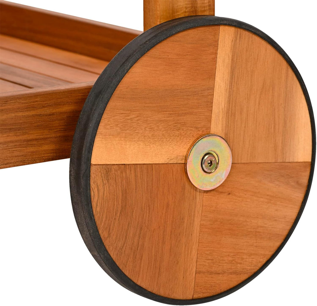 Outdoor Grill Trolley, Servierwagen für Garten, BBQ Beistelltisch, Tisch für Grill mit 2 Tabletts –