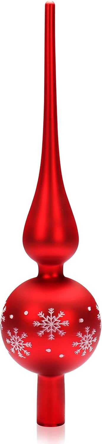 com-four® Weihnachtsbaumspitze matt - Christbaumspitze aus echtem Glas für Weihnachten - Tannenbaums