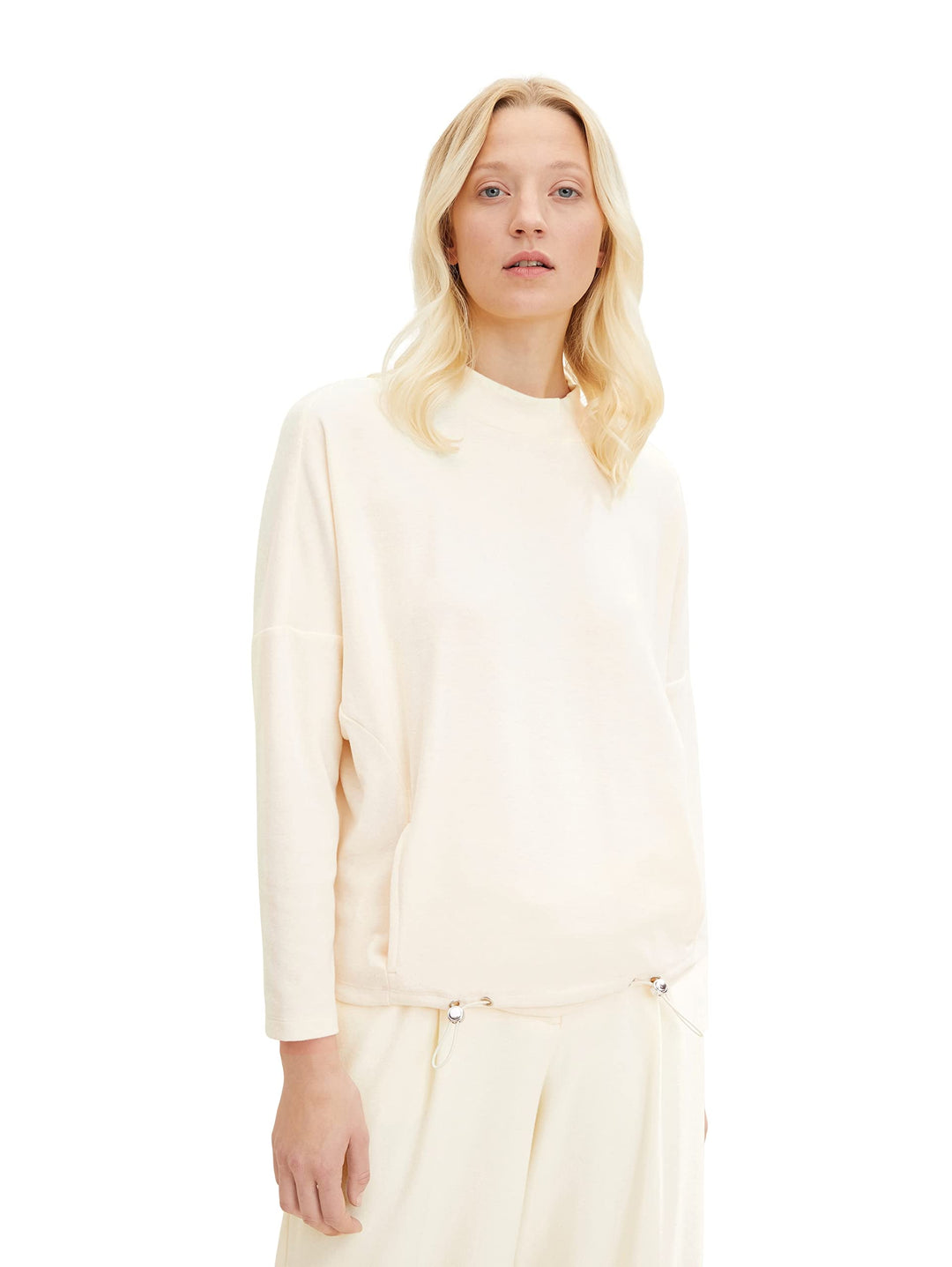 TOM TAILOR Damen Sweatshirt mit Taschen, 28130 - Soft Buttercream