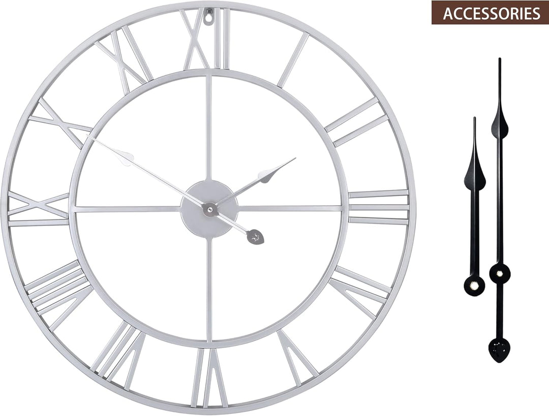 LEIKE Grosse Moderne Metall-Wanduhren, Vintage, rund, Fast geräuschlos, kleines Ticken, batteriebetr