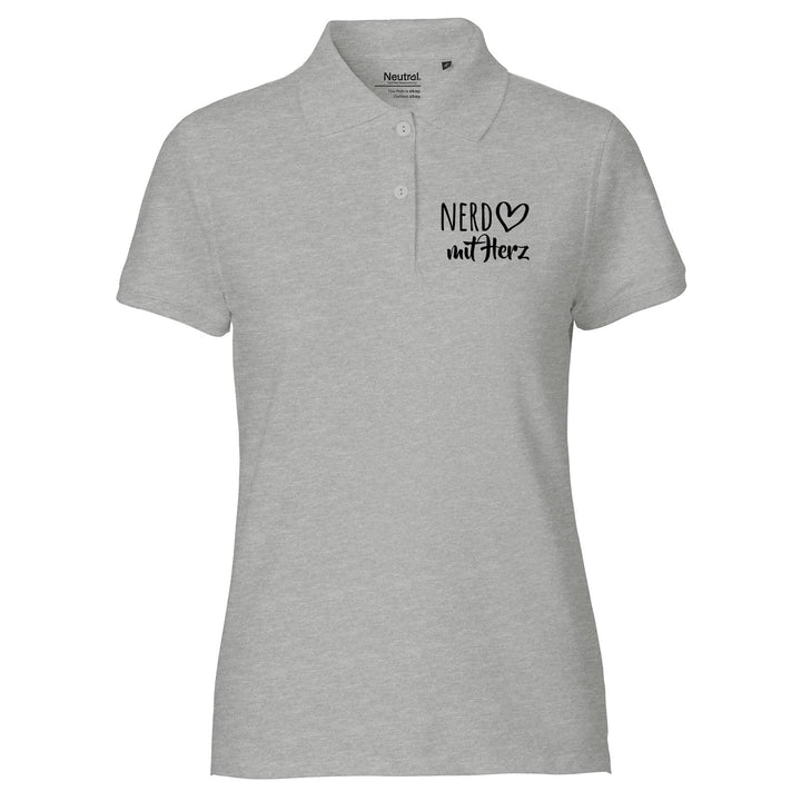 Huuraa Damen Polo Shirt Nerd mit Herz Geschenk Grösse XS-XXL Bio Baumwolle Fairtrade Nerd Geschenkid