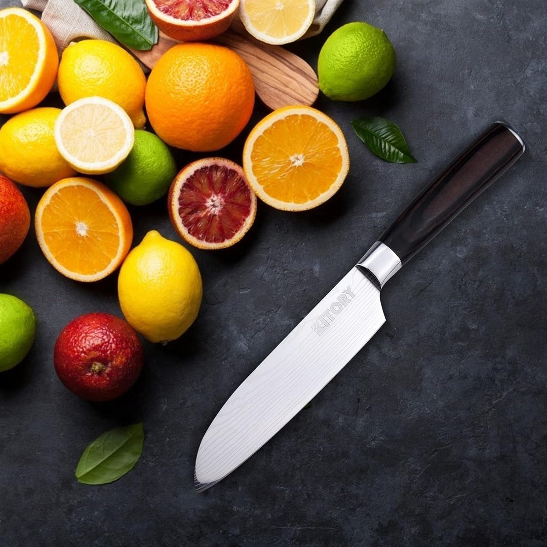Kitory kleines Santoku Messer 12 cm Klinge, Japanisches Küchenmesser, Scharfer Kochmesser mit Gesche