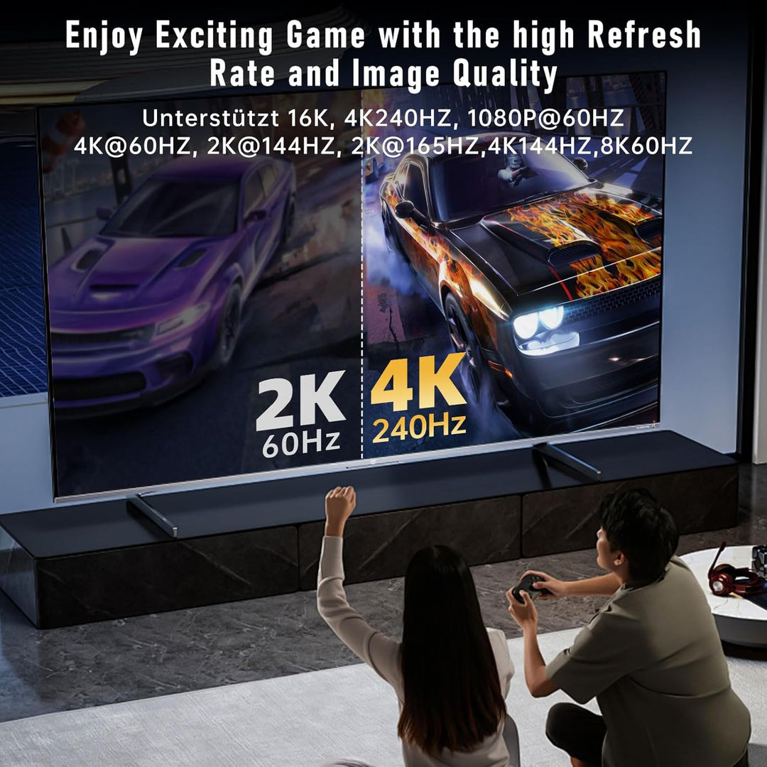 AGFINEST 8k DisplayPort 2.1 Kabel 80Gbps, Ultra-high Bit Rate DP Kabel UHBR20 HDR10+ DSC1.2a 16k 60H