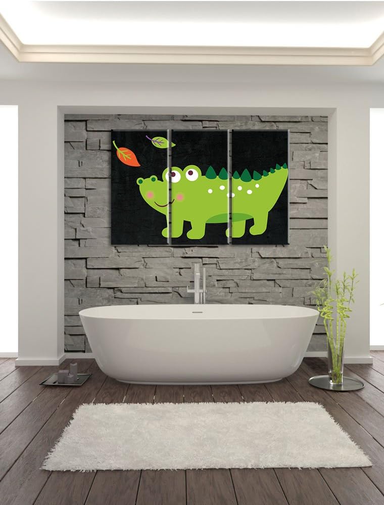 Pixxprint Niedliches Krokodil als Leinwandbild/Grösse: 3 Teilig (120x80) cm/Wandbild/Kunstdruck/fert