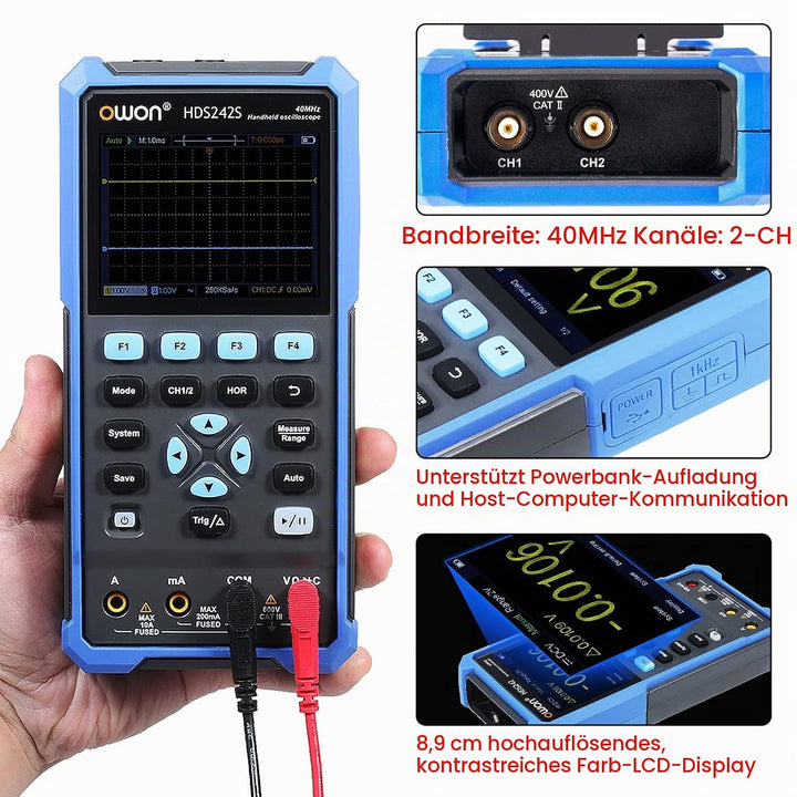 HDS242S Handheld Digital Oszilloskop mit Wareform Generator Funktion 40MHz 3 in1 2 Kanäle Digital Tr