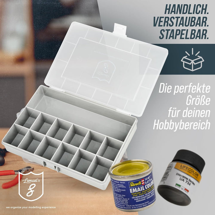 Lockdown Light Sortierbox – Organizer für Modellbau & Werkstatt | 13 Fächer, stapelbar, robust & che
