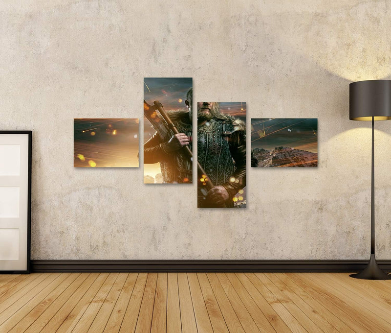 islandburner Bild auf Leinwand Wikinger Während Eines Kampfes Bilder Wandbilder Poster Leinwand 150x