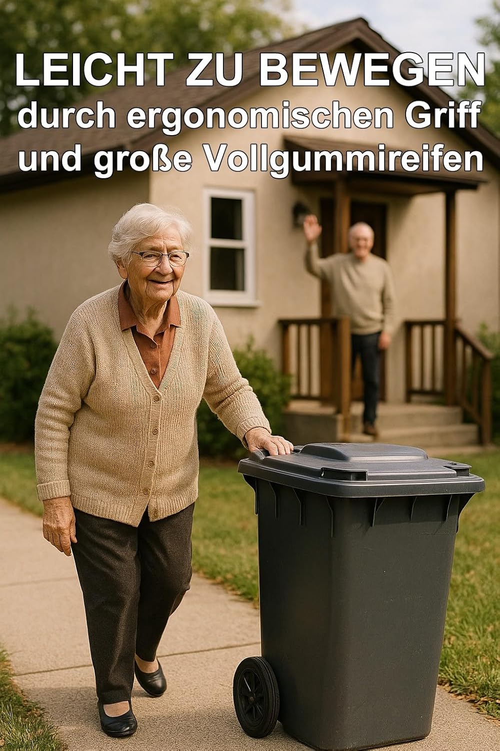 plasteo 240 Liter Graue Mülltonne – Robuster Abfallbehälter für Mülltrennung – Wetterfest & Langlebi