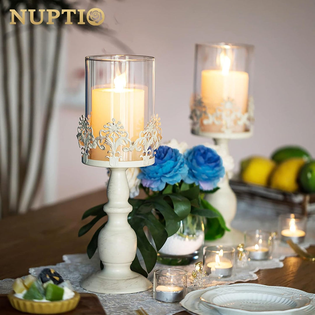 NUPTIO 2 Stücke Vintag Design Geschnitzter Kerzenständer, Hochzeit Party Weihnachten Tischdekoration