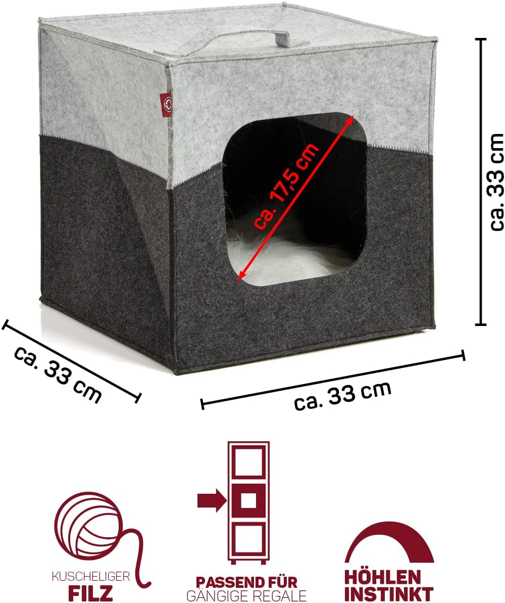 CanadianCat Company | Katzenhöhle Katzenbox aus Filz, passend für IKEA Regal Kallax und Expedit, Kat