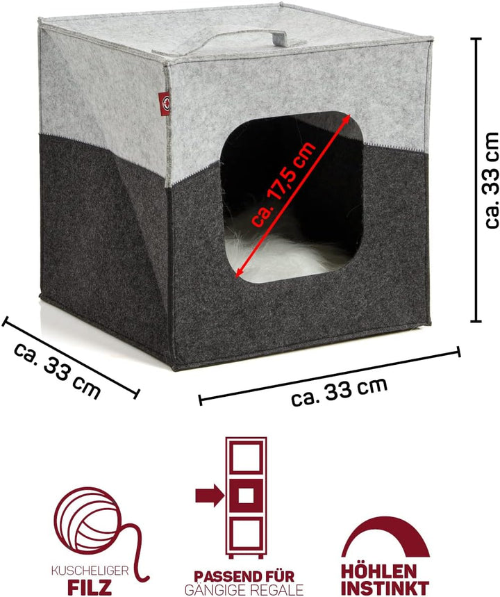 CanadianCat Company | Katzenhöhle Katzenbox aus Filz, passend für IKEA Regal Kallax und Expedit, Kat