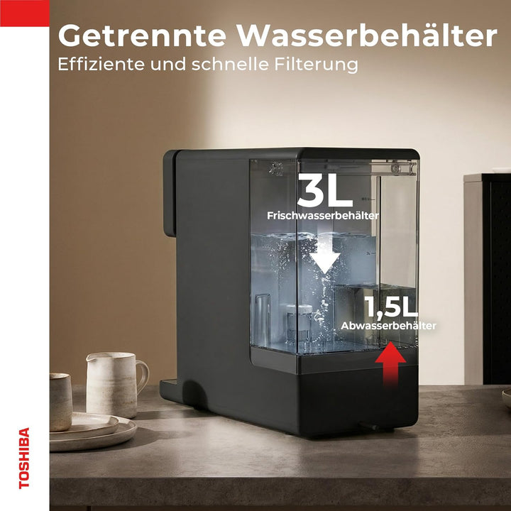 Toshiba Osmoseanlage, Wasserfilter Trinkwasser, Auftisch, Keine Installation, Heisswasserspender, Um