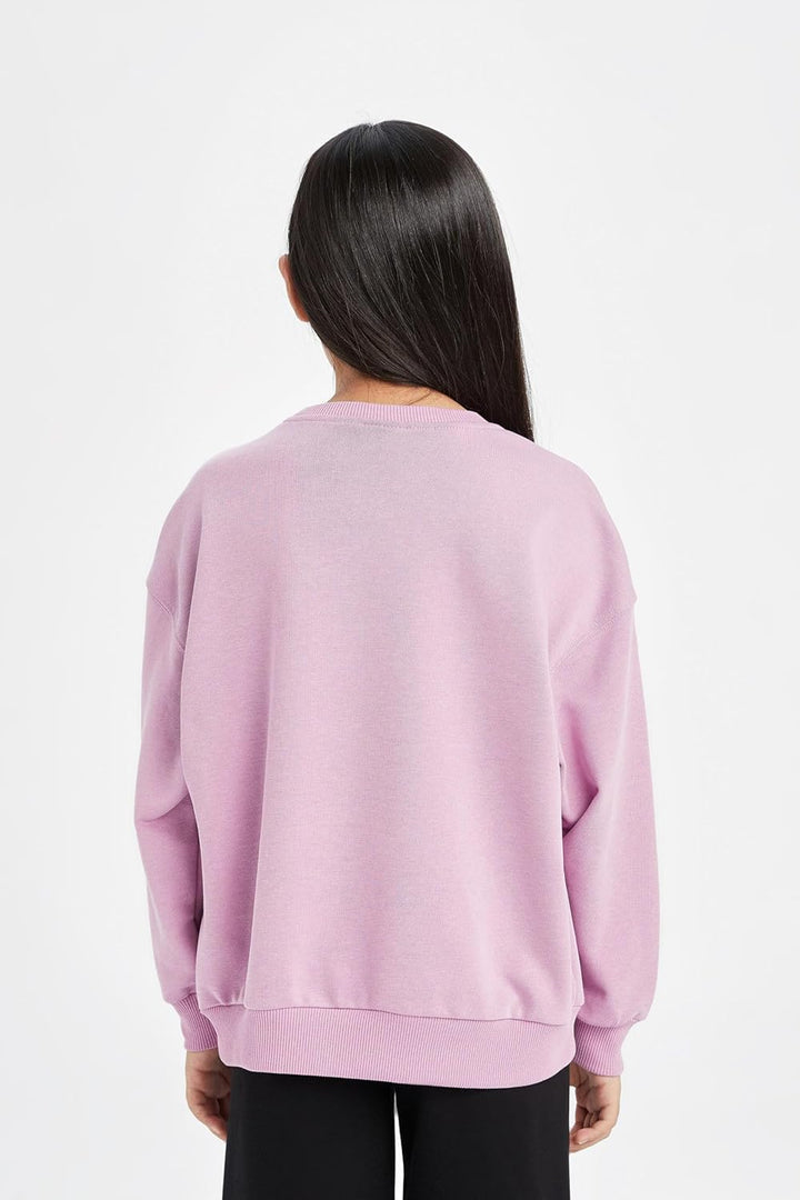 DeFacto Girl Regular Fit Langarm Gestricktes Kapuzen-Sweatshirt für Mädchen 8-9 Jahre Lilac, 8-9 Jah