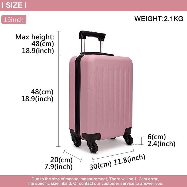 KONO Koffer Reisekoffer Handgepäck Trolley Hartschale ABS Gepäck 4 Rollen Spinner Rollenkoffer (Pink