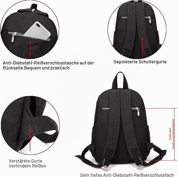AOTIAN Frauen Rucksack Klassische Leichte Kleine Tagesrucksack Damen Nylon City Pack Jugendliche Läs