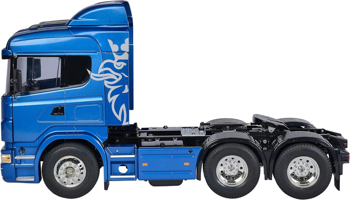 TAMIYA 56327 1:14 RC Scania R620 6x4 Highl.blau lackiert - LKW Bundle inklusive Fernsteuerung (FS Re