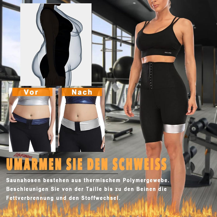 Merlvida Shape Leggings Damen High Waist Sauna Jogginghose Abnehmen Sporthose Bauchkontrolle Body Sh