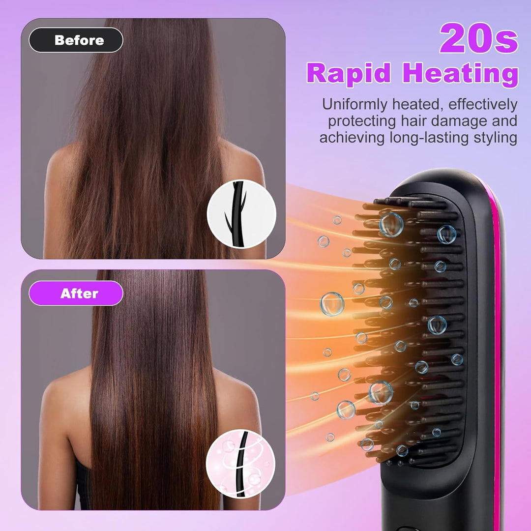 Kabellose Glättbürste, 160-200℃ Glättbürste Kabellose mit LED-Anzeige Und 3 Temperatureinstellung, M