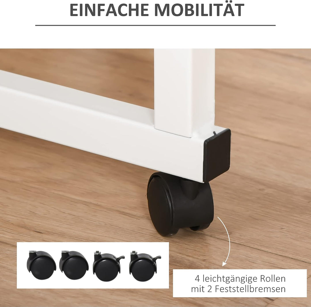 HOMCOM Beistelltisch Höhenverstellbar 60 x 40 x 68-78 cm Weisse Ahornfarbe | Couchtisch, Mobiler End