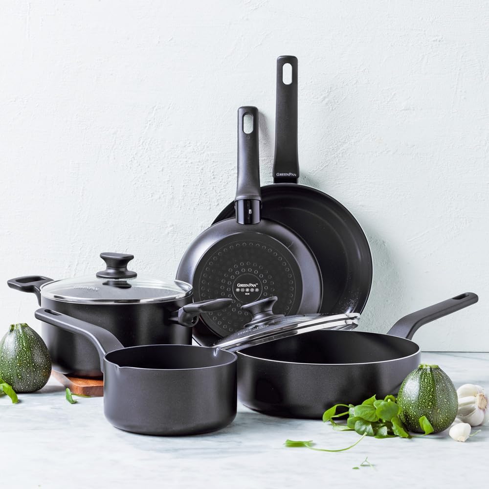 GreenPan Essence Stielkasserolle 16 cm 1,58 L, 2 Ausgiesser, Thermolon Keramik-Antihaftbeschichtung,