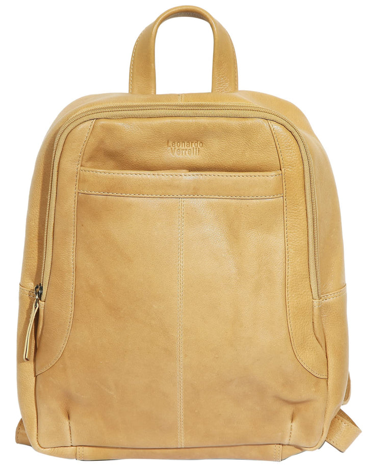 LEONARDO VERRELLI Damen-Rucksack Handtasche bis 16 Zoll Leder 30x27,5x9,6cm 3900057 Hellbraun, Hellb