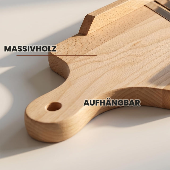 Krauthobel Holz mit 2-facher Klinge aus Edelstahl 36 x 14 x 3 cm | 36 x 14 x 3 cm, Massivholz, Mittl