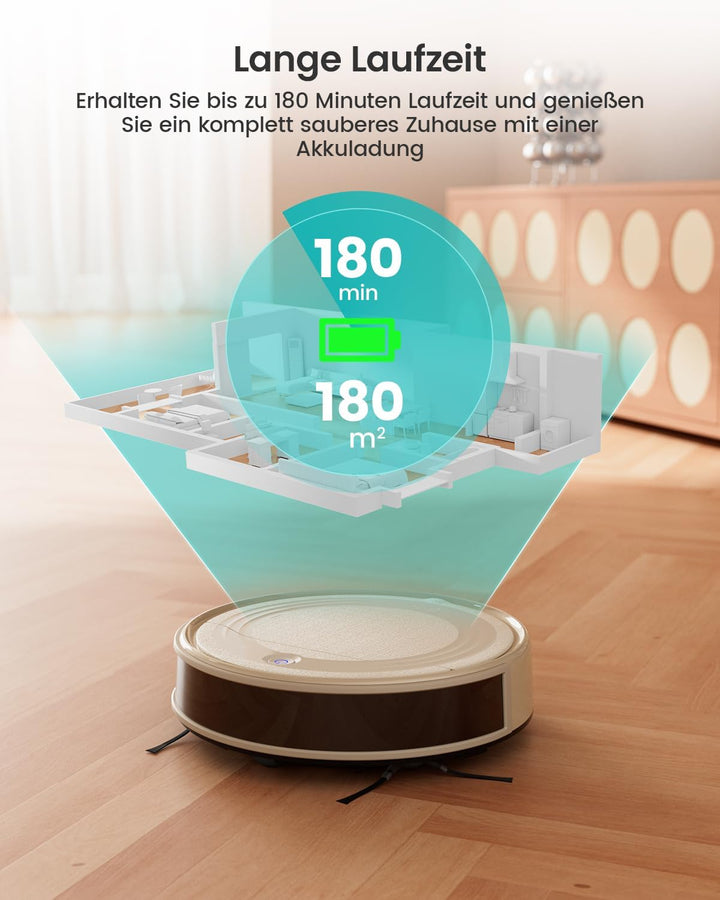 Lefant M310C Saugroboter, 4500Pa Staubsauger Roboter mit Präzise Entfernungsnavigation, 150Mins, HEP
