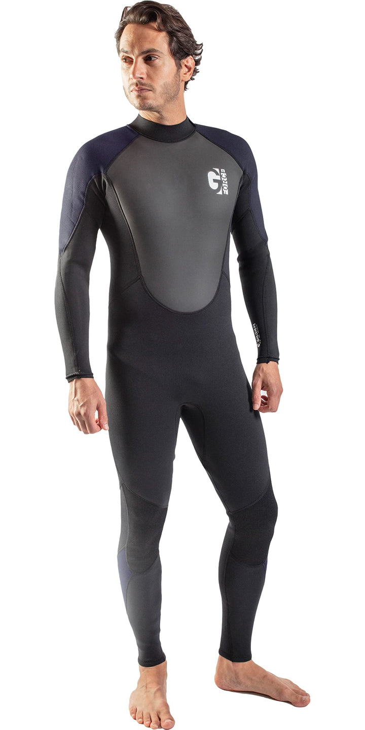 GUL Mens G-Force 3mm Back Zip Flatlock Wetsuit - Schwarz Navy Velcro® Brand Touch Fastener verstellb