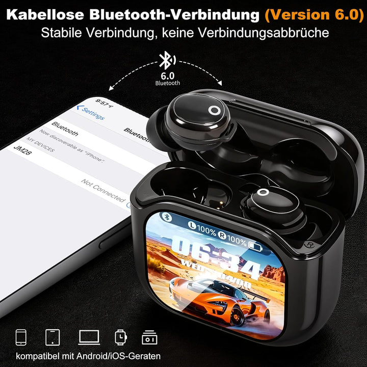 KI Übersetzer Kopfhörer, 159 Sprachen Übersetzungskopfhörer mit Touchscreen & App, Bluetooth 6.0 In