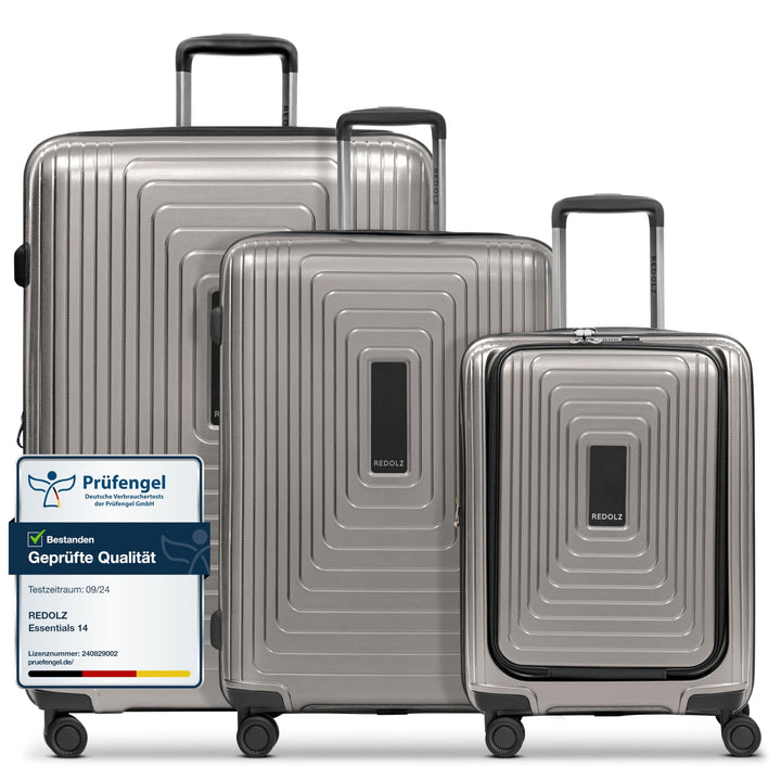 REDOLZ Hartschalen Koffer-Set-3-teilig | S 55 cm Laptopfach + M 66 cm + L 77 cm | Dehnfalte erweiter