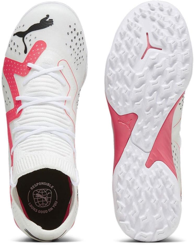 PUMA Unisex Kinder Future Match Tt + Mid Jr Fussballschuh 35 EU Puma White Puma Schwarze Feuer Orchi
