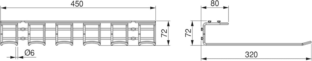 Emuca - Gläserhalter mit 5 Zeilen für Möbel, Gläserschiene für Regale oder Bars, 320 mm, Stahl, verc
