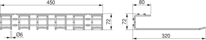 Emuca - Gläserhalter mit 5 Zeilen für Möbel, Gläserschiene für Regale oder Bars, 320 mm, Stahl, verc