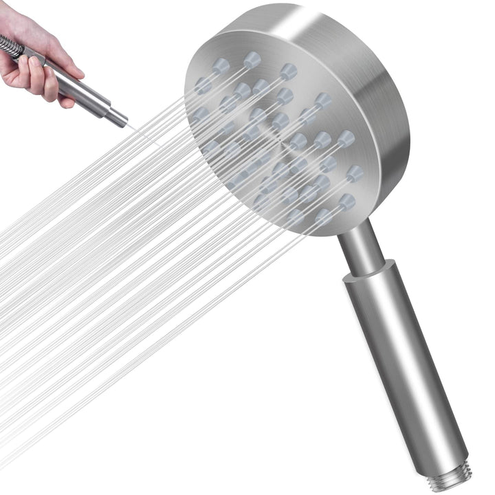 Duschkopf Edelstahl Gebürstet, Duschbrause Wassersparend, Brausekopf Hochdruck, Shower Head Handbrau