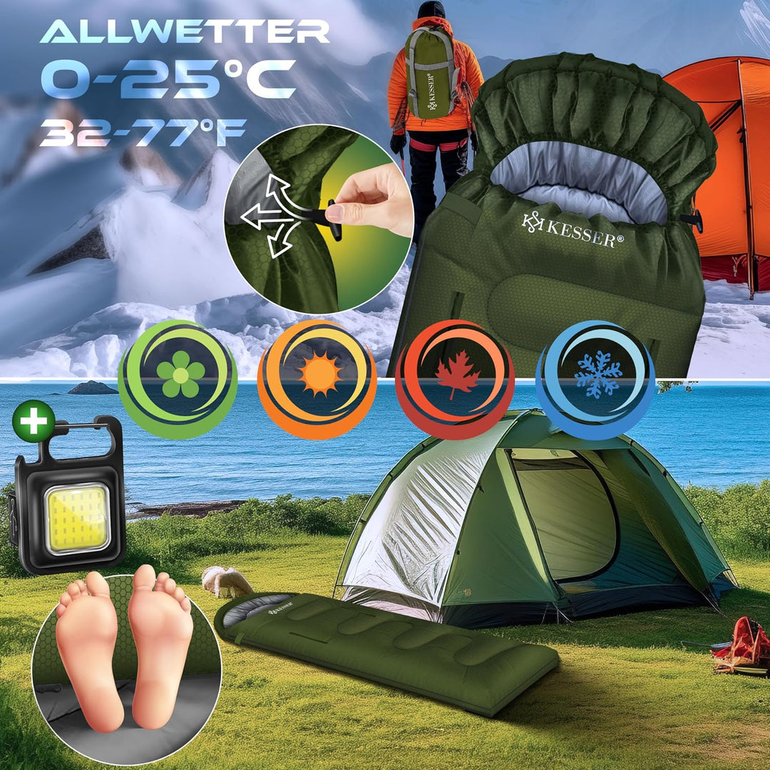KESSER® Schlafsack Outdoor | Deckenschlafsack 3-4 Jahreszeiten | Camping-Sleeping-Bag für Erwachsene