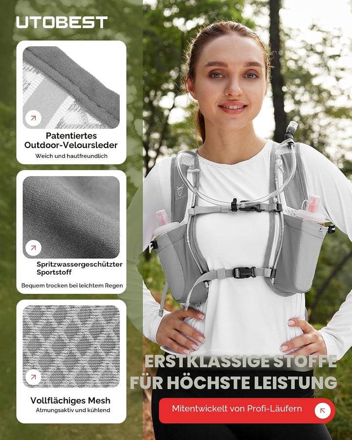 UTOBEST Trinkrucksack 5L, Laufweste, Herren Damen Ultraleicht Laufrucksack für Laufen, Marathon, Jog