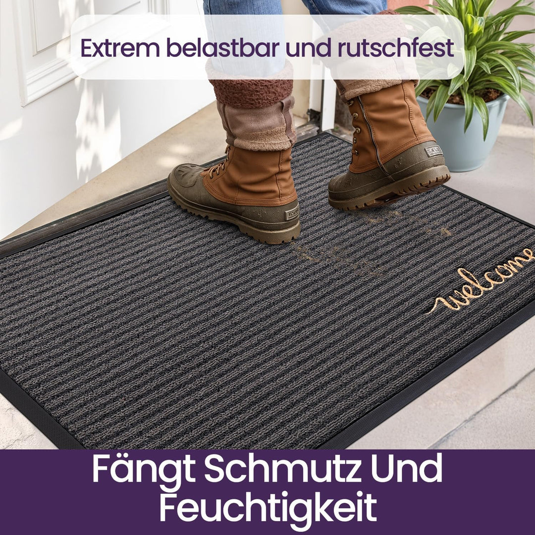 DEXI Fussmatte Aussen, rutschfest Schmutzfangmatte, waschbar & wetterfest dünn Fussmatte Türmatte Fu