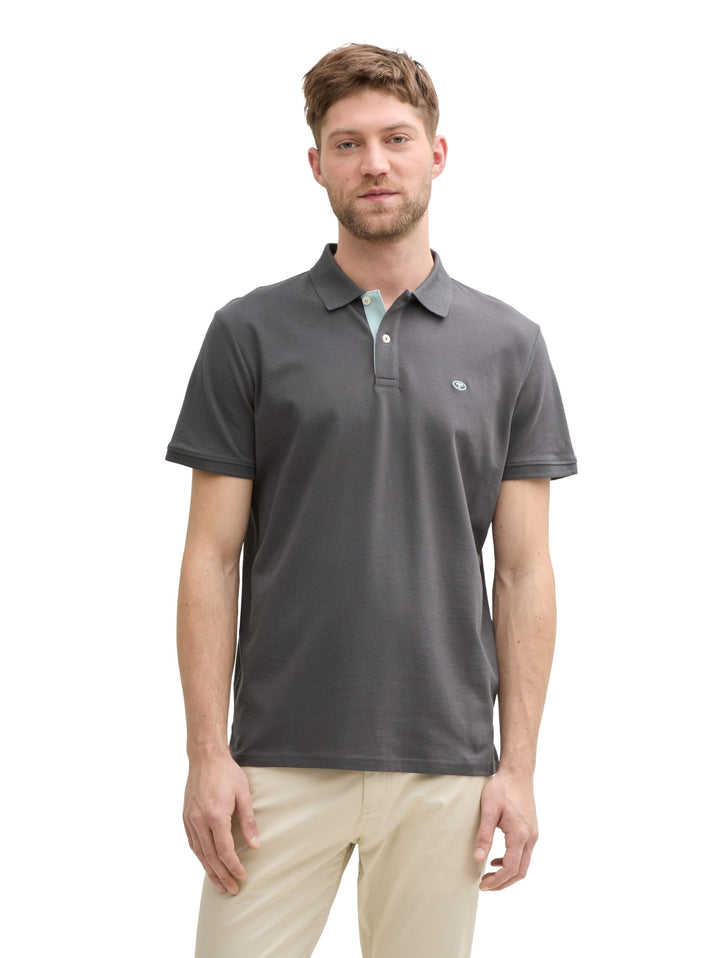 Tom Tailor Herren Piqué Poloshirt aus Baumwolle S 10307 - Dark Shadow, S 10307 - Dark Shadow