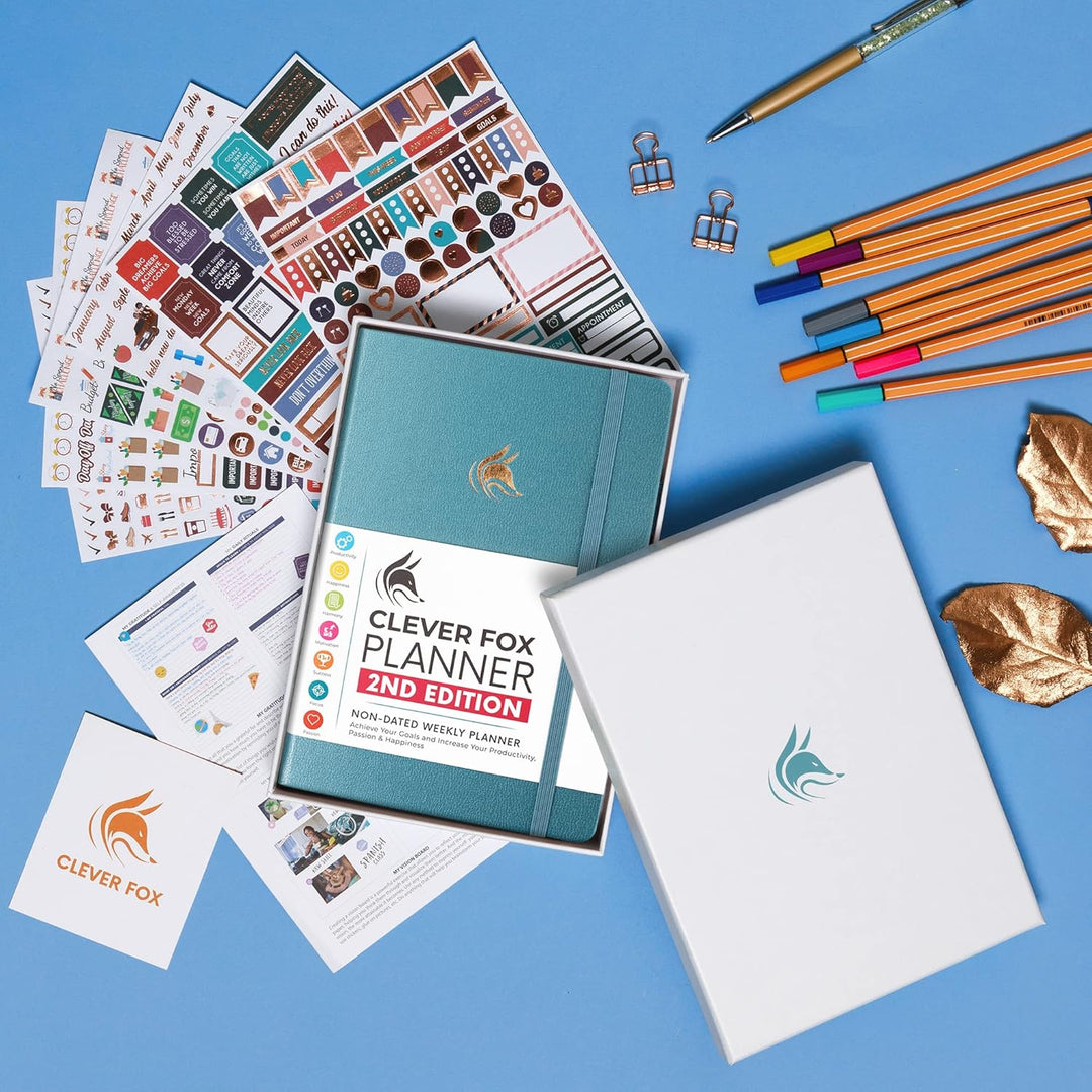 Clever Fox Planner 2. Auflage - Farbenfroher Planer für Wöchentliche und Monatliche Ziele, Zeitmanag