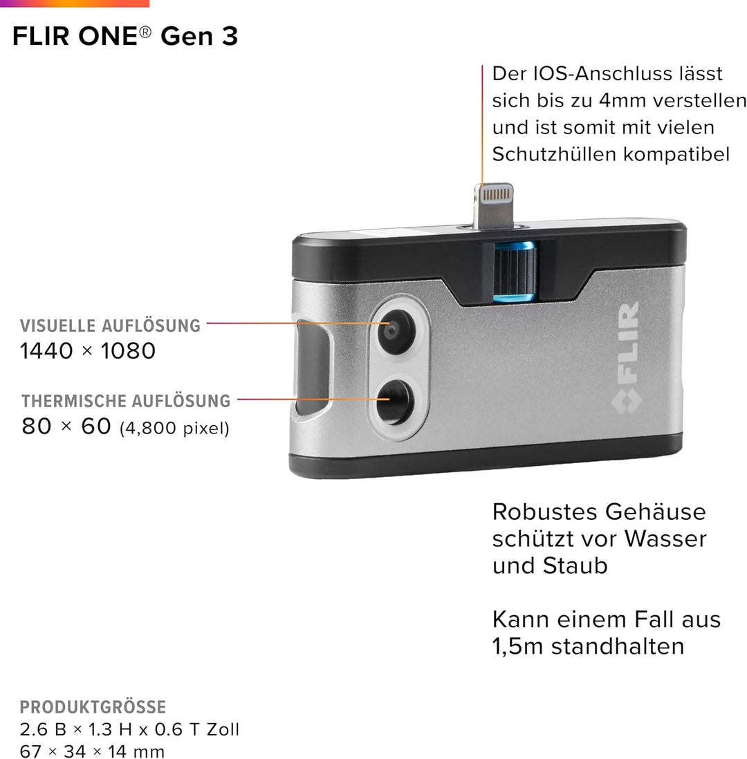 FLIR One Wärmebildkamera für iOS-Geräte Version 3, Silver iOS Heimanwender -