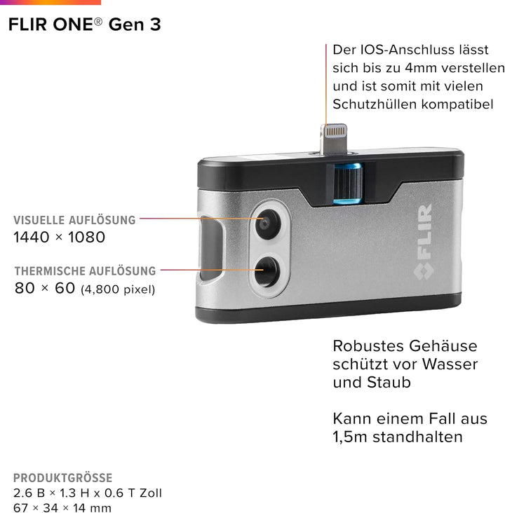 FLIR One Wärmebildkamera für iOS-Geräte Version 3, Silver iOS Heimanwender -