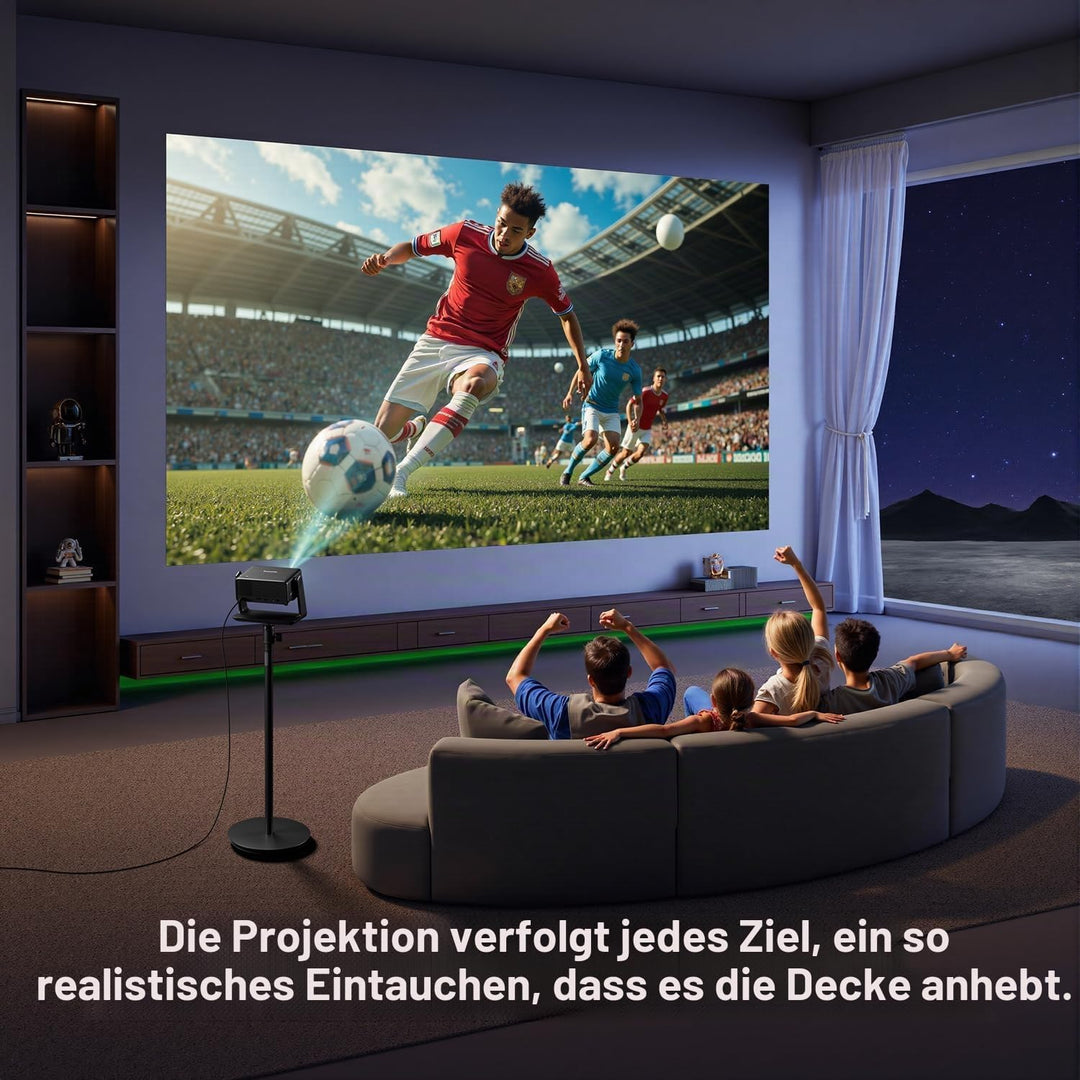 28000 Lumen Smart Beamer, Kompatibel mit Netflix Einyoumily Beamer 1080P, WiFi 6 und Bluetooth, Elek