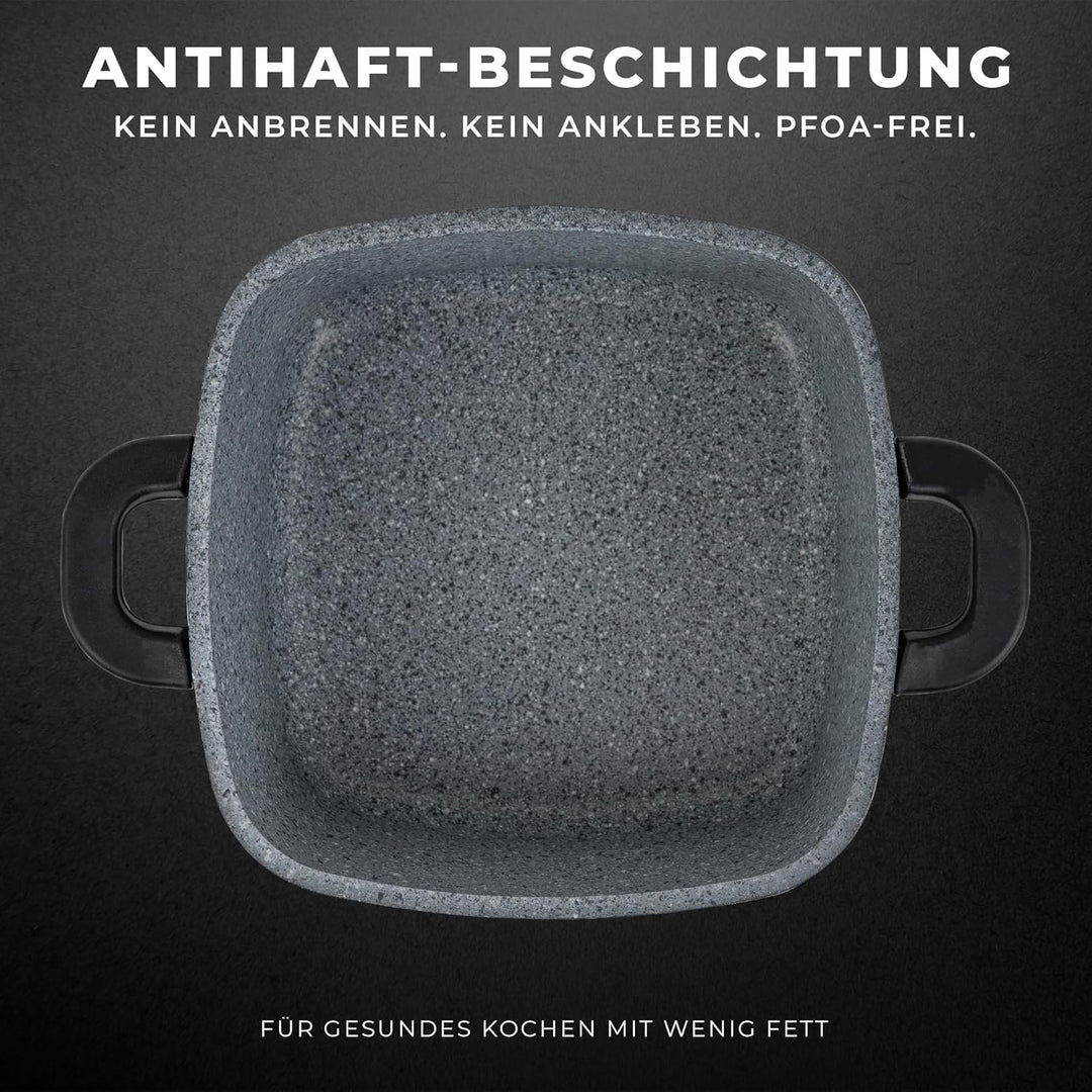 KARL HAUSMANN Topf Antihaftbeschichtet mit Deckel - 4.4 Liter - Ø 24 cm - Aluguss Kochtopf Beschicht