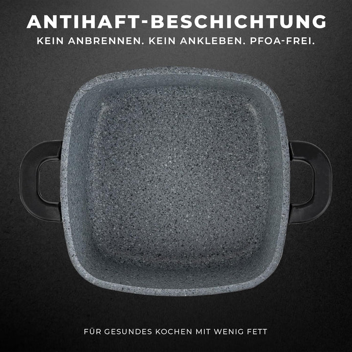 KARL HAUSMANN Topf Antihaftbeschichtet mit Deckel - 4.4 Liter - Ø 24 cm - Aluguss Kochtopf Beschicht