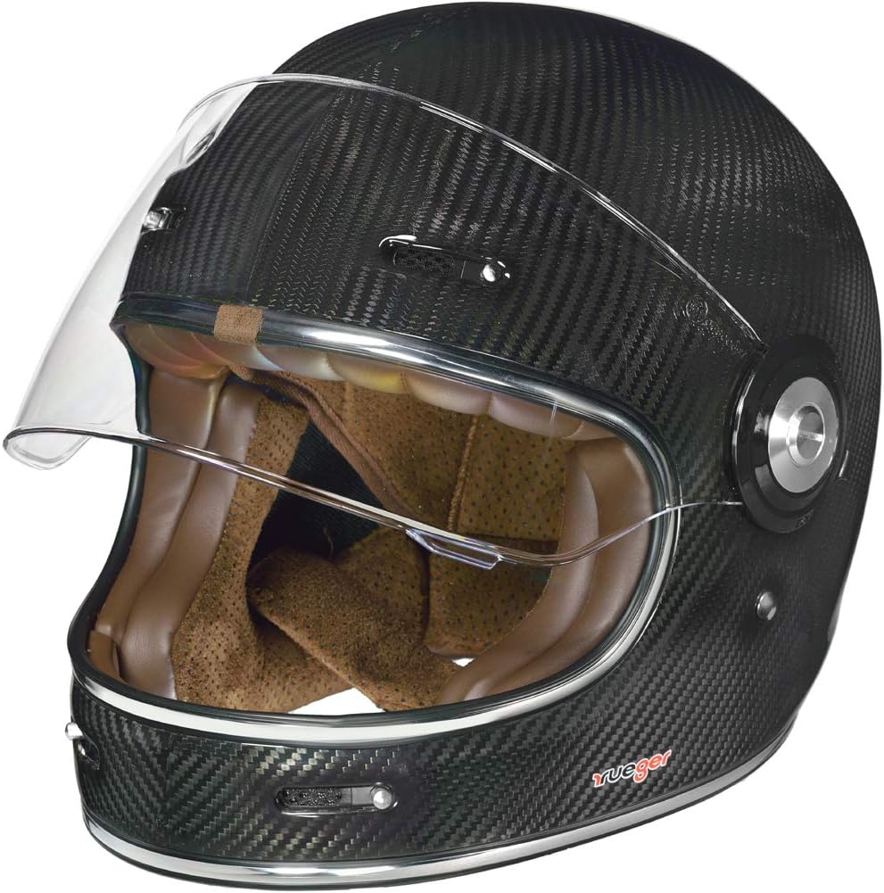 rueger-helmets Carbon Jethelm Integralhelm Motorradhelm Chopper Café Racer Sonnenvisier Bobber, RT-8