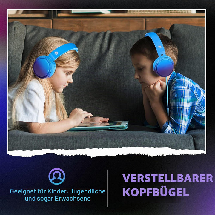 RockPapa Kinder Kopfhörer, Kabel Kopfhörer für Kinder, HD Stereo Kopfhörer mit Mikrofon für Kinder J